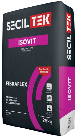 Seciltek Isovit FIBRAFLEX - Mortier-colle renforcé de fibres ETICS - ciment blanc - 25kg (60)