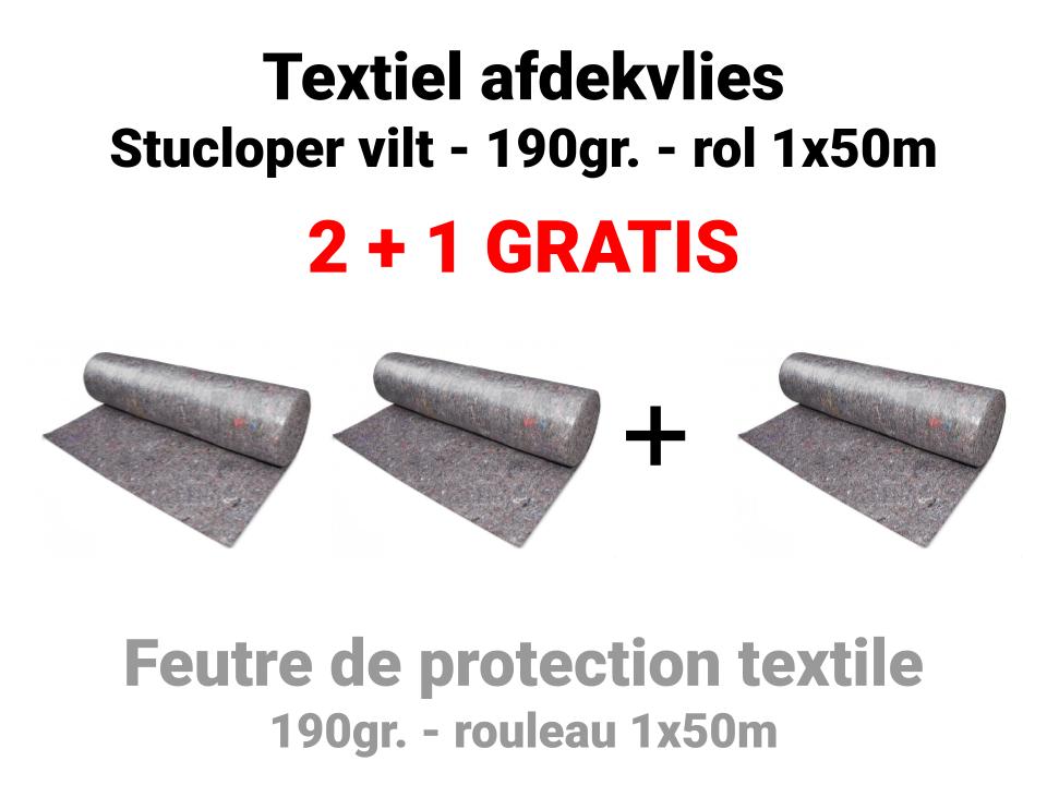 PROMO 3 x Feutre de Protection Textile - Feutre de Stuc - 190gr. - 3 x rouleau 1x50m (150m2)