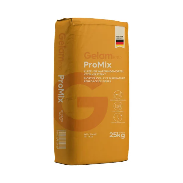 GelamPro ProMix - Mortier Colle et d'Armature Renforcé en Fibres pour ETICS - Ciment Blanc - 25kg (42)