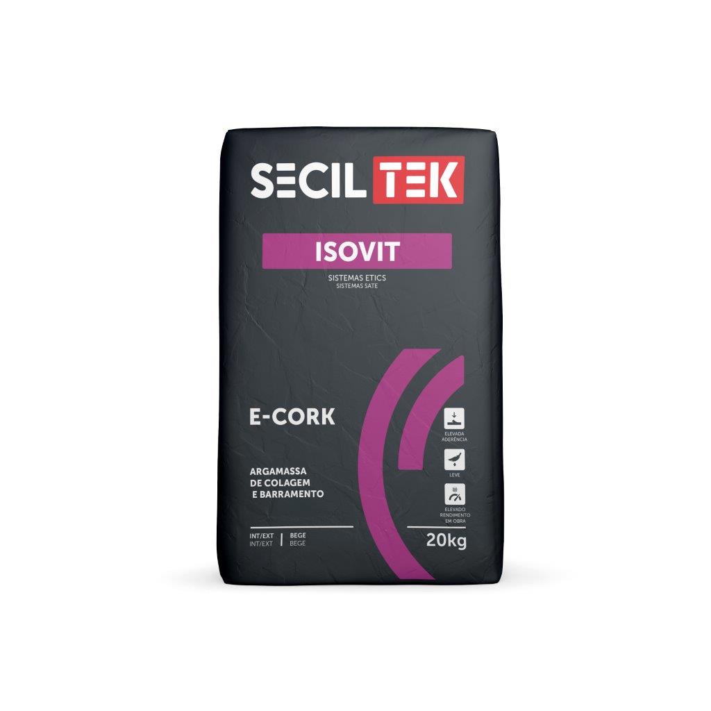 Seciltek Isovit E-CORK - Mortier-colle ETICS au liège - grossier - 20kg (60)